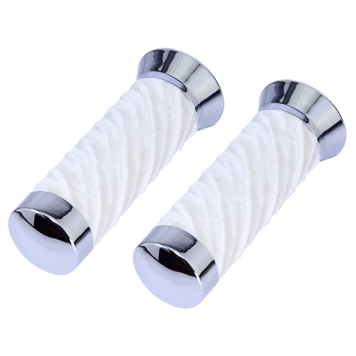Custom Swirl Velour Grips 7/8 long 130mm Chrome/White.